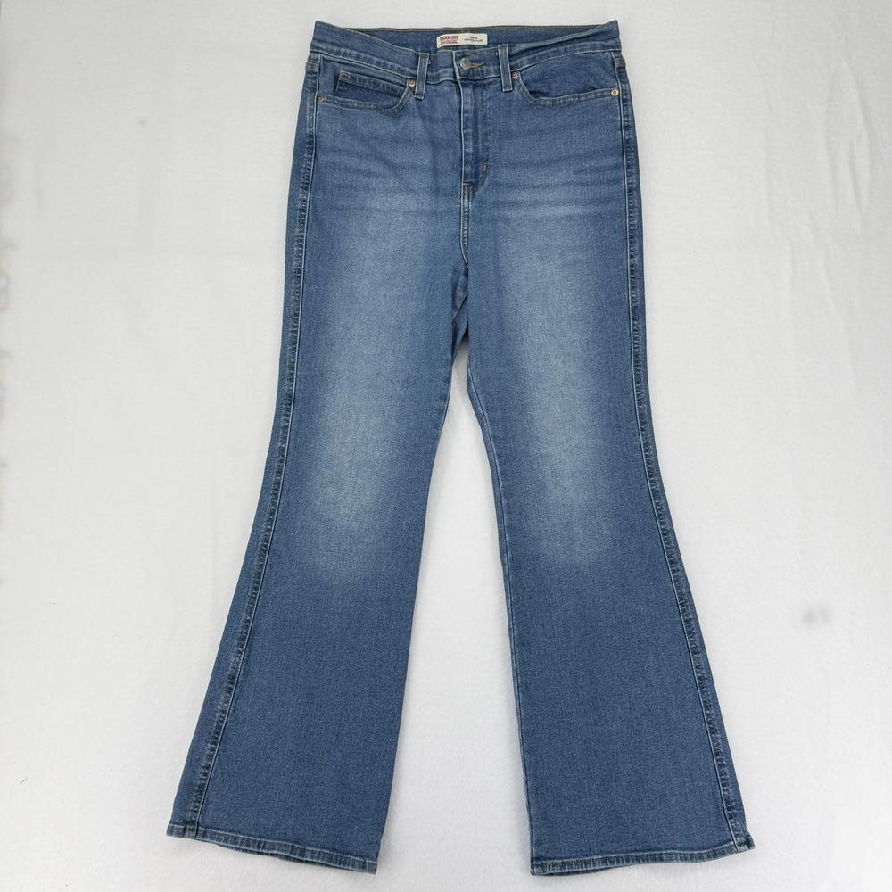 Signature Levi Strauss & Co Flare Jeans‎ Womens 10 Blue High Rise Stretch Denim